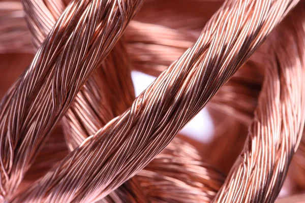 Fio de cobre, o conceito de tecnologia de transmissão — Fotografia de Stock