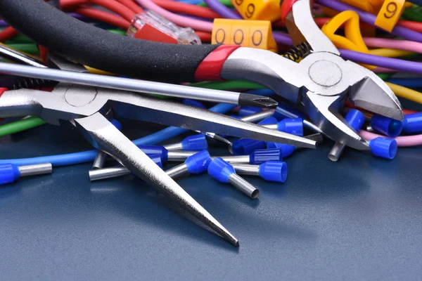 Electrical tools, component and cables — Stock Photo, Image