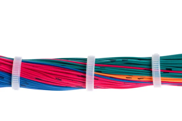 Cable Colorido Con Lazos Aislados Blanco — Foto de Stock