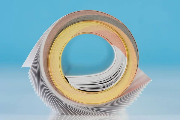 Close Roll Colorful Document Paper Blurred Background — Stock Photo, Image