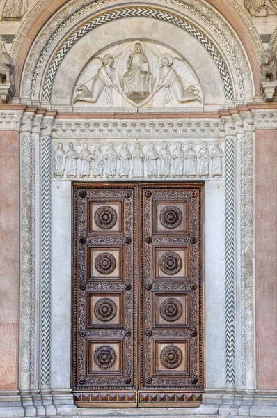 Main Door Entrance San Martino Cathedral Lucca Tuscany Italy — Stock Photo, Image