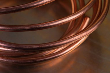 Yakın çekim bakır tel hammadde metali endüstrisi 