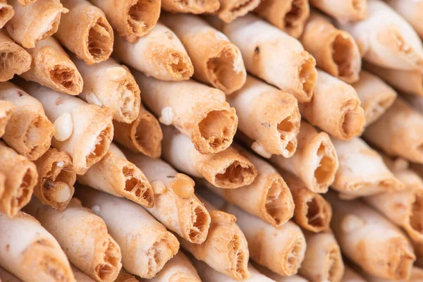 Macro Stacked Thin Sesame Salt Sticks — Stock Photo, Image