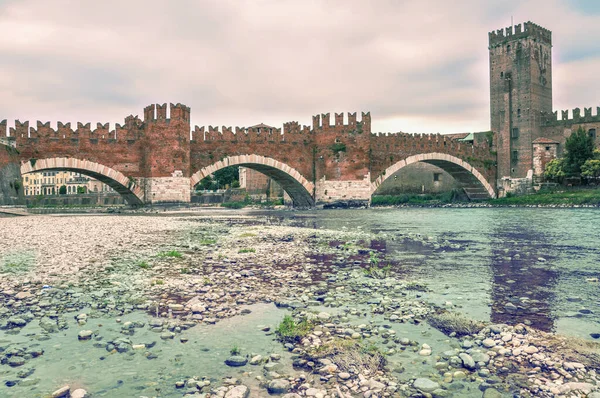 Castel Vecchio Bridge Adige River Verona Italy — Stock Photo, Image