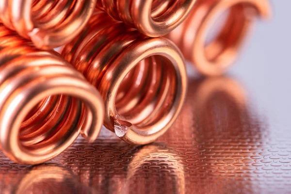 Close-up copper wire raw materials metals industry and stock market concept