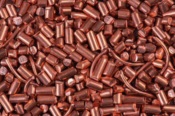 Close-up scrap of copper, secondary raw materials industry