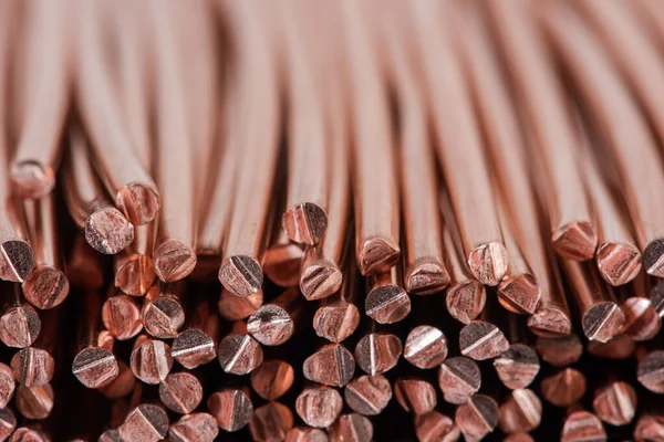 Copper Wire Scrap Materials Blurred Background — 스톡 사진