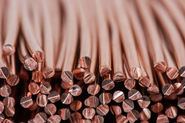 Close Copper Wire Scrap Material Blurred Background — Stock Photo, Image