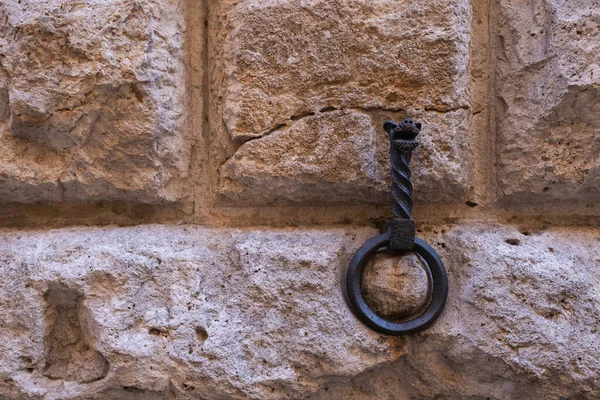 Eisenring Steinmauer Zum Binden Von Pferden Siena Toskana — Stockfoto