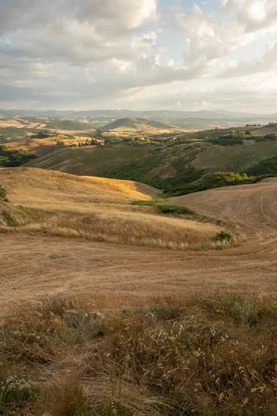 Tuscany Hill Landscape Sunset Volterra — 스톡 사진