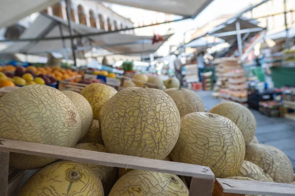 Melão Pele Lisa Italiano Mercado Comida Rua Pádua — Fotografia de Stock