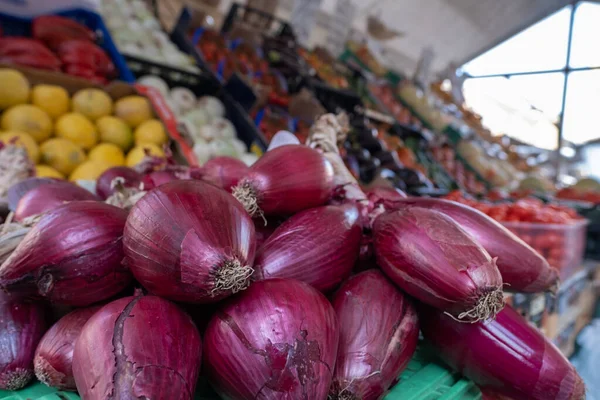Onion Cipolla Tropea Ринку Вуличної Їжі Італії — стокове фото