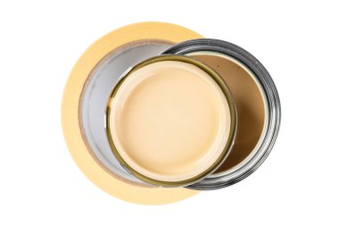 Kutuyu boya ve boyacılar üst görünümü bantla