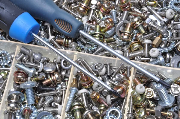 Screws and screwdrivers — Stock Photo, Image