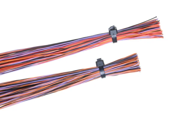 Barva počítačové kabel s kabelovými svorkami — Stock fotografie