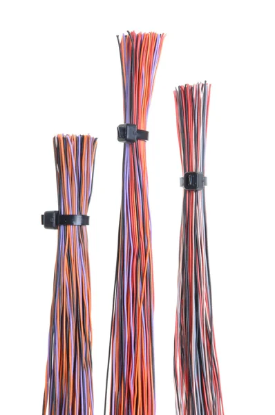 Color computer cable with cable ties — Stock Photo, Image