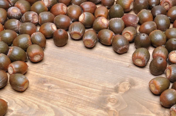 Brown acorns on board — Stock Photo, Image