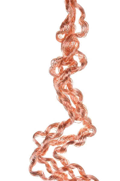 Twisted copper wire on white background — Stock Photo, Image