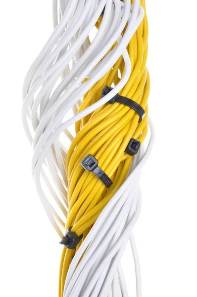 Kable elektryczne żółty i biały — Zdjęcie stockowe