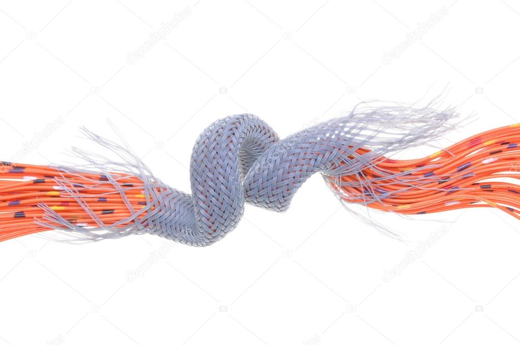 Orange electrical wires with cable shield