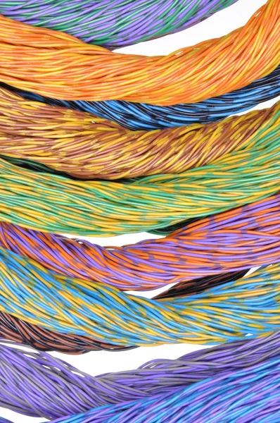 Цветные провода компьютерных сетей — стоковое фото