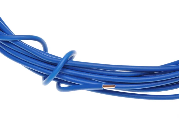 Blue cable used in electrical wiring systems — Stock Photo, Image