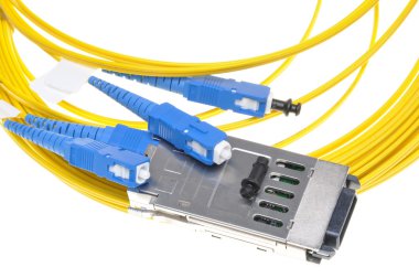 Gigabit Interface Converter with fiber cable clipart