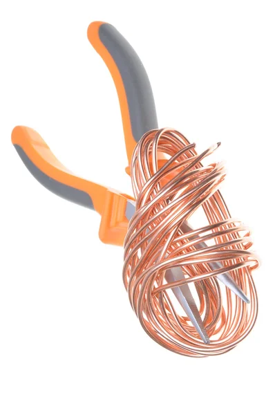 Pliers with copper wire — Stock Photo, Image