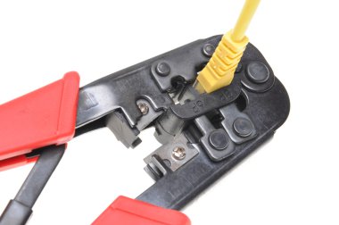 Crimping tool with a computer network cable clipart