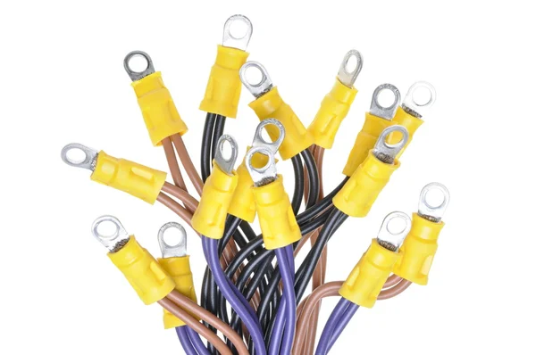 Kabel mit Klemmen für die elektrische Verkabelung — Stockfoto