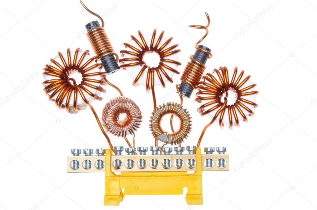 Copper coils and wires, abstract energy industry