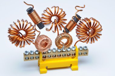 Copper coils and wires, abstract energy industry clipart