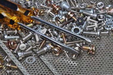 Screwdrivers and components bolts, nuts, washers, screw