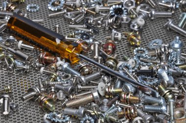 Screwdrivers and components bolts, nuts, washers, screw