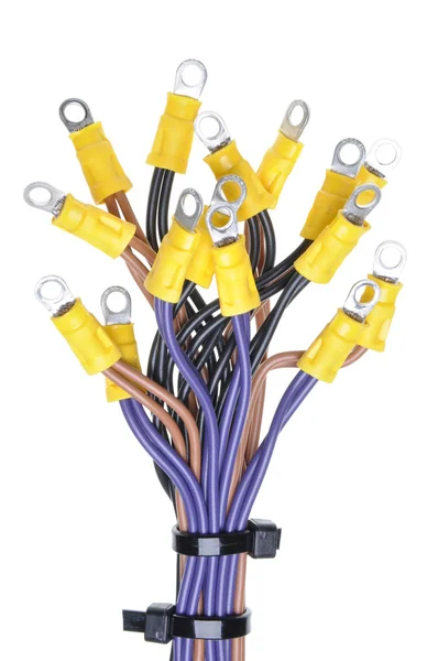 Kabel mit Klemmen für die elektrische Verkabelung — Stockfoto