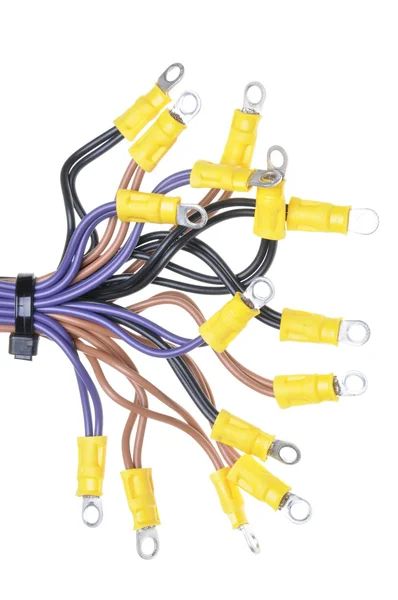 电气布线系统所使用的终端机，电缆 — 图库照片
