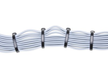 Bilgisayar natwork kablolar ile beyaz backgroundcomputer natwork kablolar üzerinde kablo bağları ile izole kablo bağları