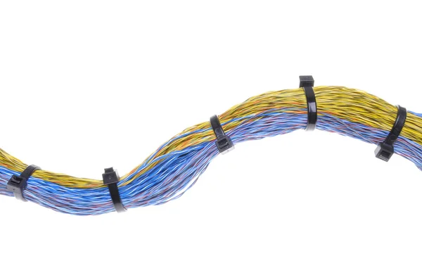 Multicolored cables with cable ties — Stock Photo, Image