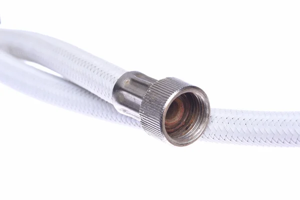 Flexible metal hose pipe isolated on with white background — ストック写真