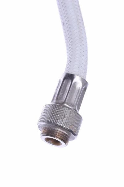 Flexible metal hose pipe isolated on with white background — 스톡 사진