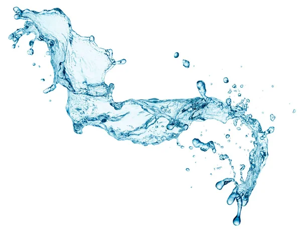Niebieska Woda Splash Izolowane Białym Tle — Zdjęcie stockowe