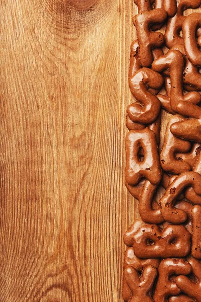 Cookies Form Letters Wooden Table — Stock Photo, Image