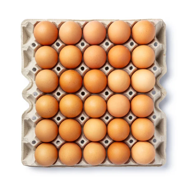 Chicken Eggs Carton Box Isolated White Background Top View — Stock Photo, Image