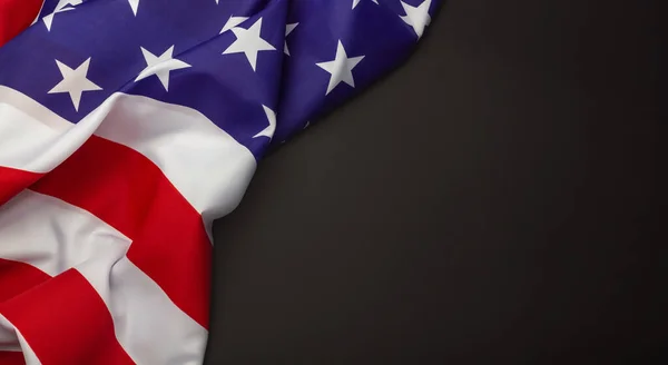 Closeup American Flag Dark Background — Stock Photo, Image