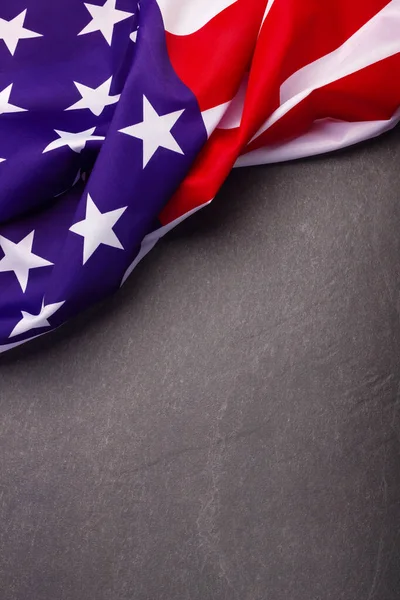 Closeup American Flag Dark Background — Stock Photo, Image