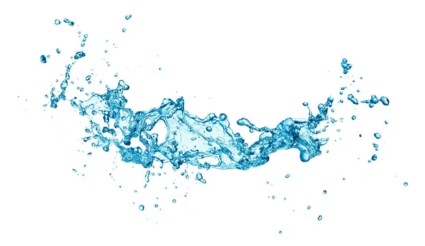 Salpicos Água Azul Isolado Fundo Branco — Fotografia de Stock