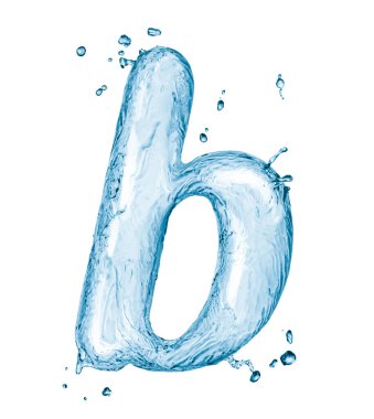 Su, beyaz arka planda izole edilmiş harf sıçratır. Soyut sıvı yazı tipi.