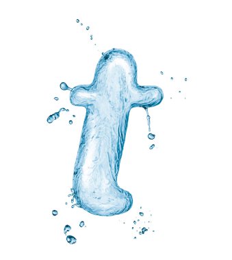 Su, beyaz arka planda izole edilmiş harf sıçratır. Soyut sıvı yazı tipi.