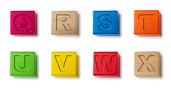 Wooden Alphabet Blocks White Background — Stock Photo, Image