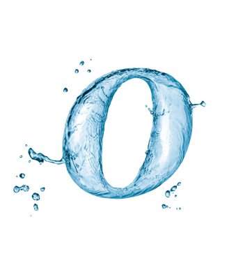 Su, beyaz arka planda izole edilmiş harf sıçratır. Soyut sıvı yazı tipi.